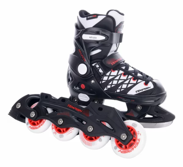 Tempish Clips Duo Eishockey Schlittschuhe/Skate Kinder (verstellbar) Schwarz – Weiß – Rot 1